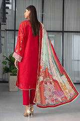 3 Piece Embroidered Net Unstitched Suit with Digital Printed Silk Dupatta SSM-32006