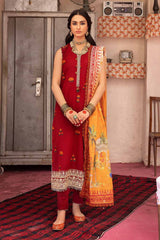3 Piece Embroidered Unstitched Jacquard Shirt with Digital Printed Jacquard Dupatta and Neckline FE-32035