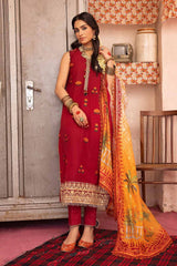 3 Piece Embroidered Unstitched Jacquard Shirt with Digital Printed Jacquard Dupatta and Neckline FE-32035