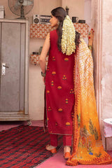 3 Piece Embroidered Unstitched Jacquard Shirt with Digital Printed Jacquard Dupatta and Neckline FE-32035