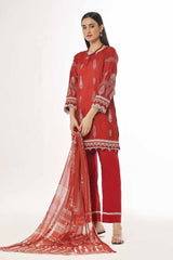 3 Piece Unstitched Printed Lawn Suit with Chiffon Dupatta CLF-42010