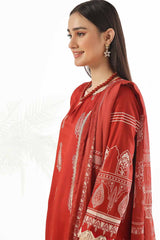 3 Piece Unstitched Printed Lawn Suit with Chiffon Dupatta CLF-42010