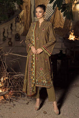 3 Piece Embroidered Digital Printed Karandi Unstitched Suit AY-32005
