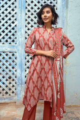 3 Piece Digital Printed Dobby Linen Unstitched Suit LT-32023 B