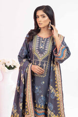 3 Piece Printed Chambray Unstitched Suit WNS-32213 A