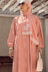 Nisa Georgette Dyed Abaya With Wool Chiffon Embroidered Scarf WGB-KAB-22041