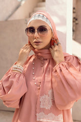 Nisa Georgette Dyed Abaya With Wool Chiffon Embroidered Scarf WGB-KAB-22041