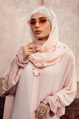 Georgette Tie And Dye Abaya With Wool Chiffon Embroidered Scarf WGB-KAB-22058
