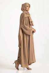 Nisa Georgette Dyed Abaya And Block Print Wool Chiffon Scarf WGB-KAB-22061