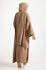 Nisa Georgette Dyed Abaya And Block Print Wool Chiffon Scarf WGB-KAB-22061