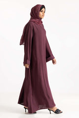 Nisa Georgette Dyed Abaya And Block Print Wool Chiffon Scarf WGB-KAB-22062