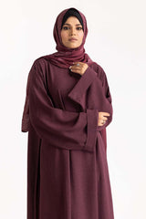 Nisa Georgette Dyed Abaya And Block Print Wool Chiffon Scarf WGB-KAB-22062
