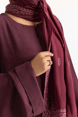Nisa Georgette Dyed Abaya And Block Print Wool Chiffon Scarf WGB-KAB-22062