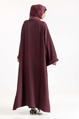 Nisa Georgette Dyed Abaya And Block Print Wool Chiffon Scarf WGB-KAB-22062