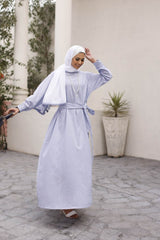 Nisa Stripes Abaya With Dyed Scarf WGB-KAB-22071
