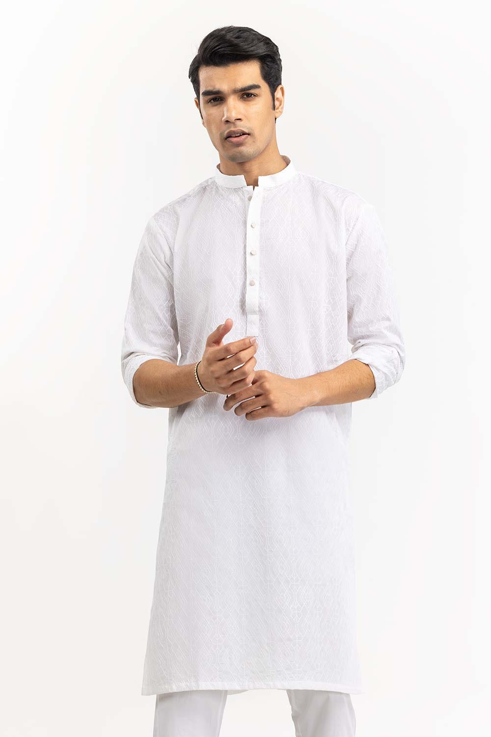 White Basic Kurta KR-PLN22-028