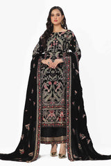 3 Piece Unstitched Embroidered Velvet Suit with Embroidered Velvet Dupatta WV-42002