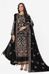 3 Piece Unstitched Embroidered Velvet Suit with Embroidered Velvet Dupatta WV-42002