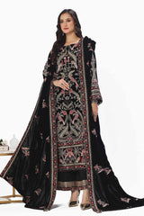 3 Piece Unstitched Embroidered Velvet Suit with Embroidered Velvet Dupatta WV-42002
