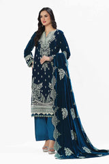 3 Piece Unstitched Embroidered Velvet Suit with Embroidered Velvet Dupatta WV-42004