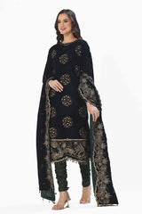 3 Piece Unstitched Embroidered Velvet Suit with Embroidered Velvet Dupatta WV-42005