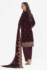 3 Piece Unstitched Embroidered Velvet Suit with Embroidered Velvet Dupatta WV-42006