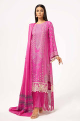 3 Piece Unstitched Lacquer Printed Stripe Karandi Suit with Yarn Dyed Dupatta YD-42001