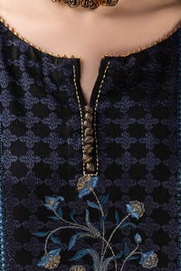 3 Piece Unstitched Embroidered Acrylic Suit with Pashmina Dupatta AP-42024