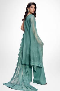 3 Piece Embroidered Chiffon Unstitched Suit with Embroidered Chiffon Dupatta FE-42025