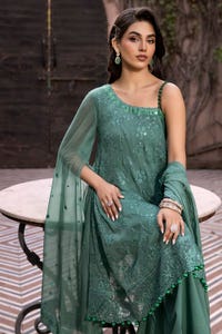 3 Piece Embroidered Chiffon Unstitched Suit with Embroidered Chiffon Dupatta FE-42025