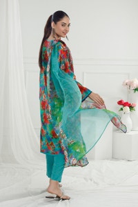3 Piece Unstitched Printed Lawn Suit with Printed Pure Silk Chiffon Dupatta C-52003
