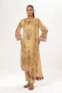 3 Piece Unstitched Printed Lawn Suit with Schiffli Lace Printed Lawn Dupatta CL-52098
