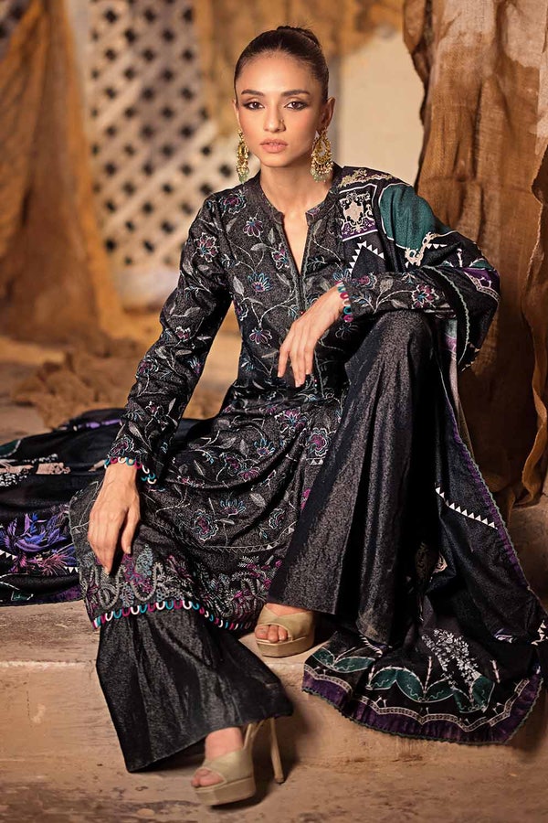 3 Piece Embroidered Karandi Unstitched Suit AY-32037
