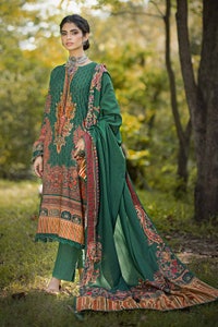 3 Piece Digital Printed Karandi Unstitched Suit with Embroidered Neckline on Organza AY-32010