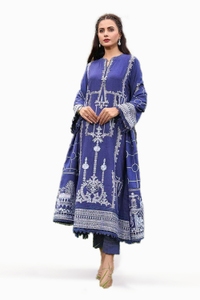 3 Piece Embroidered Dhanak Unstitched Suit DH-32001