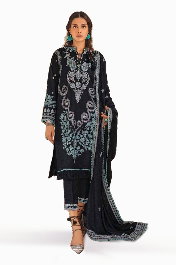 3 Piece Embroidered Linen Unstitched Suit with Embroidered Linen Dupatta RC-32001