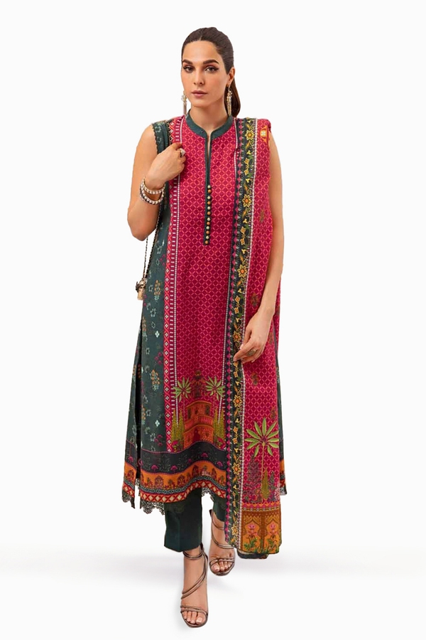 3 Piece Khaddar Digital Printed Unstitched Suit K-32004