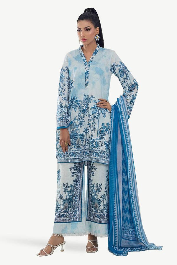 3 Piece Printed Cross Slub Suit IPSTD-44115
