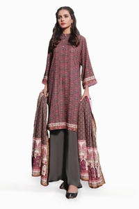 3 Piece Printed Karandi Unstitched Suit AY-32031