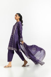 3PC Lawn Gold and Lacquer Printed Suit IUSTKSD-594