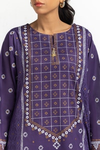 3PC Lawn Gold and Lacquer Printed Suit IUSTKSD-594