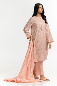 3PC Lawn Lacquer Printed Suit With Embroidered IUSTKSD-537