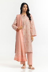 3PC Lawn Lacquer Printed Suit With Embroidered IUSTKSD-537