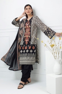 3PC Lawn Printed Suit With Embroidered IUSTKSD-538