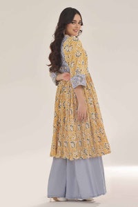 Unstitched Gold Printed Lawn Shirt SL-42035 B
