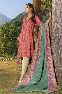 3 Piece Printed Karandi Unstitched Suit AY-32029