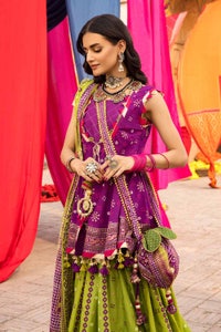 3 Piece Chunri Lawn Unstitched Gold Printed Lehenga LG-32001
