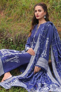 3 Piece Embroidered Dhanak Unstitched Suit DH-32001
