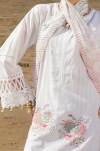 3 Piece Unstithed Embroidered Lawn Suit with Printed Chiffon Dupatta BM-52032