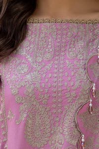 3 Piece Unstitched Embroidered Acrylic Suit with Embroidered Acrylic Dupatta AP-42008